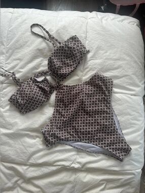 Black and White Geometric Two-Piece Swim Set